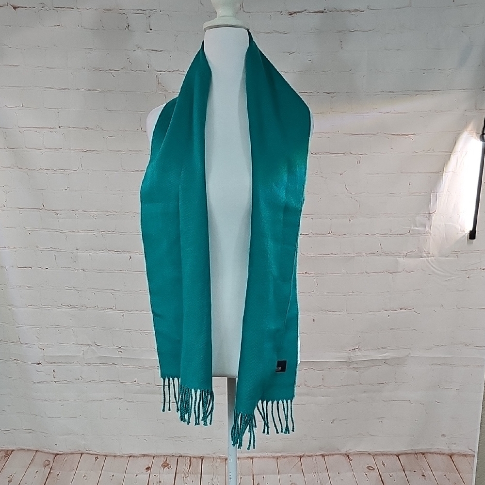 Blue Scarf with Fringe Tassels